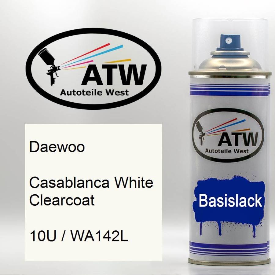 Daewoo, Casablanca White Clearcoat, 10U / WA142L: 400ml Sprühdose, von ATW Autoteile West.